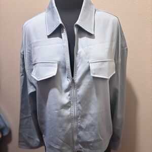 Light Blue Zip-Up Jacket